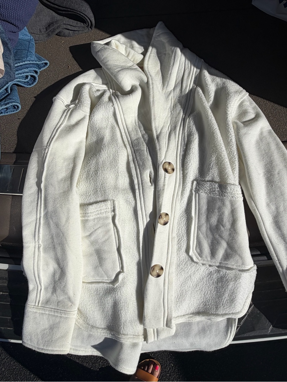Knox Rose White Button-Up Sweatshirt Jacket